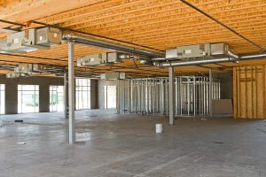 construction site showing HVAC installation