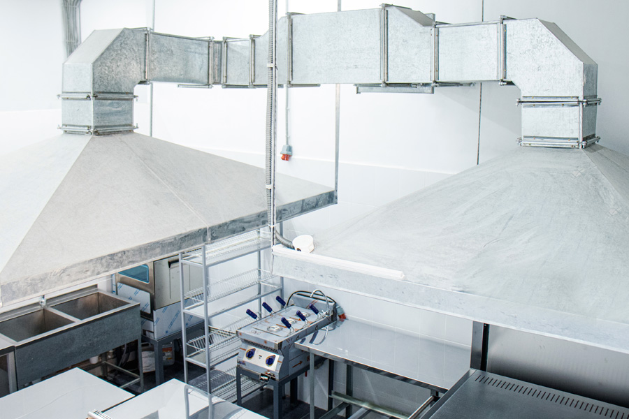 Industrial ductwork restaurant fumes hood