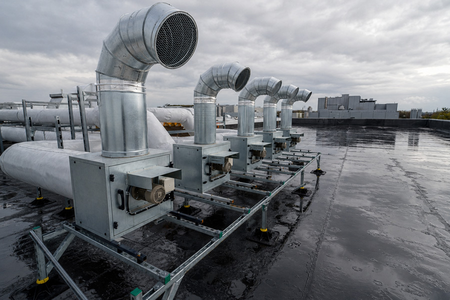 HVAC Installation on a wet roof